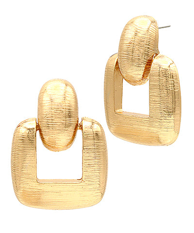 Gold Textured U-Shape Earrings
