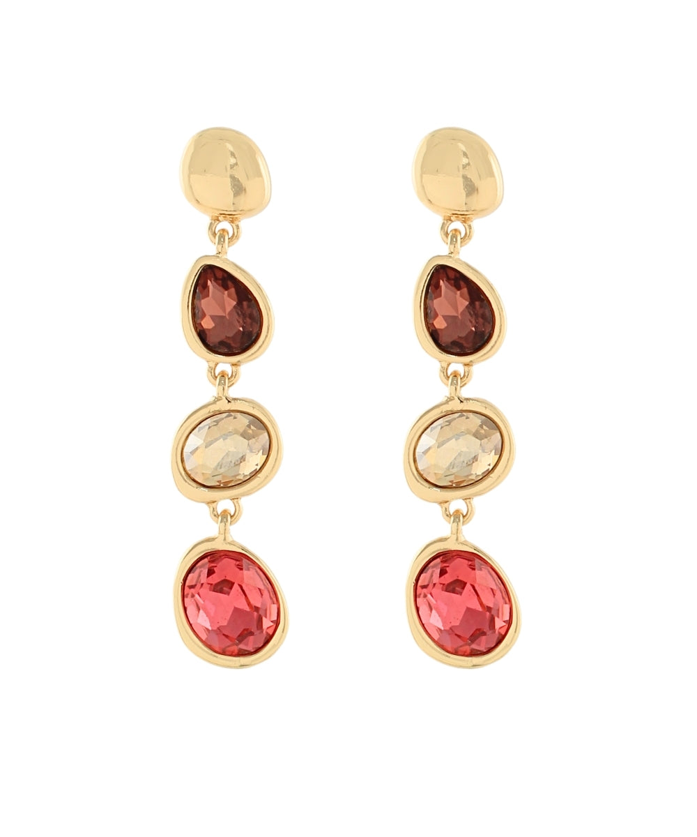 Burgundy & Pink Gemstone Drop Earrings
