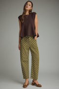 Olive Dot Straight-Leg Pants