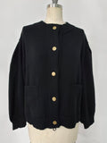 Black Gold Button Knit Cardigan