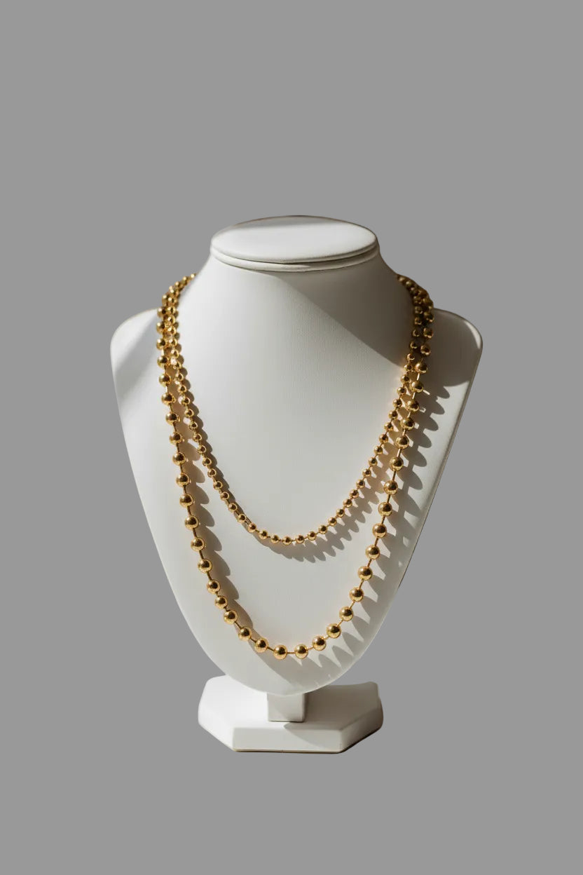 Golden Beaded Layered Necklace
