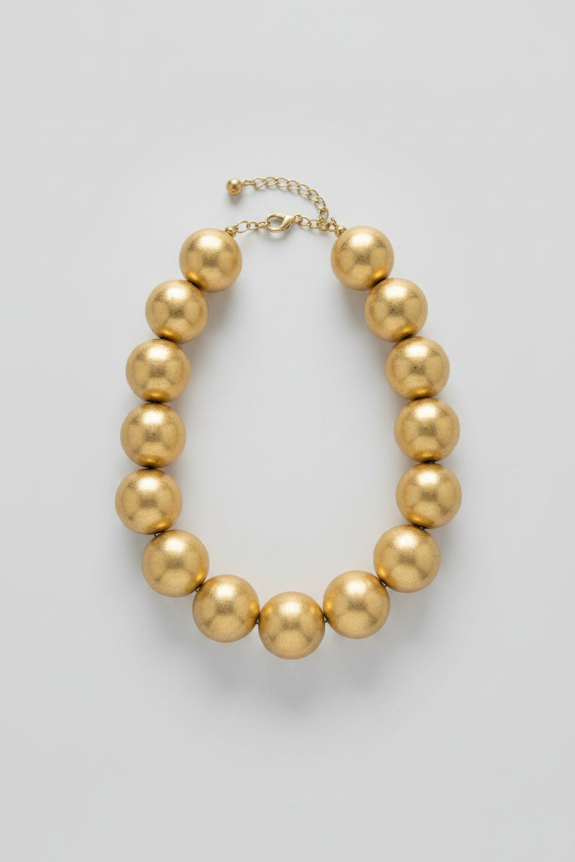 Large Gold Beaded Necklace