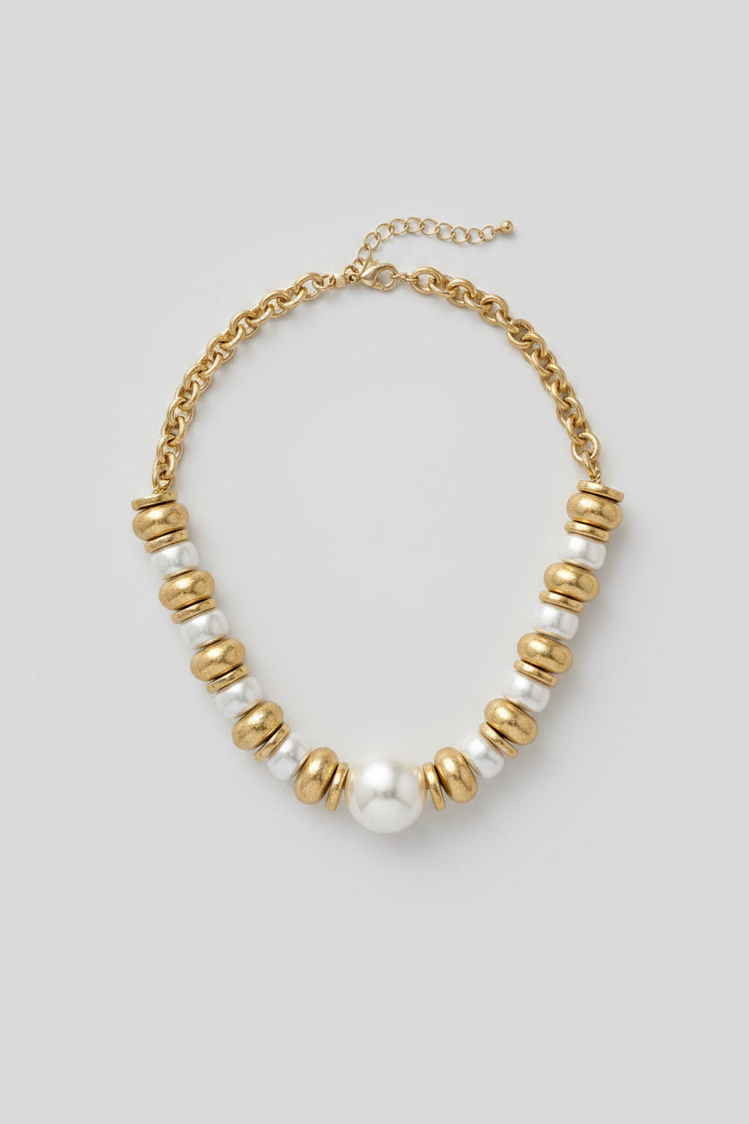 Pearl & Gold Statement Necklace