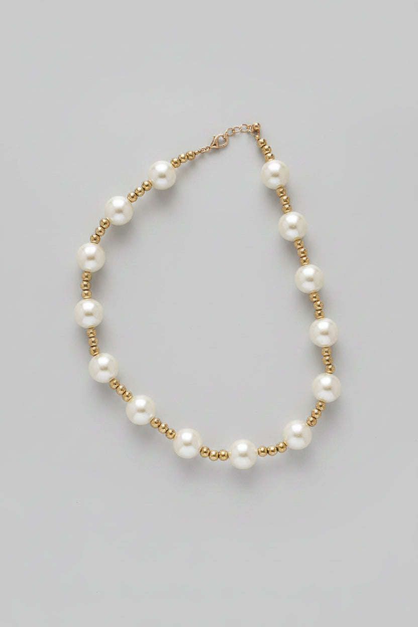 Pearl & Gold Beaded Necklace
