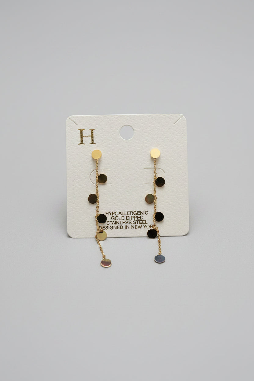 Gold Disc Drop Earrings