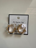 Pearl Charm Hoop Earrings
