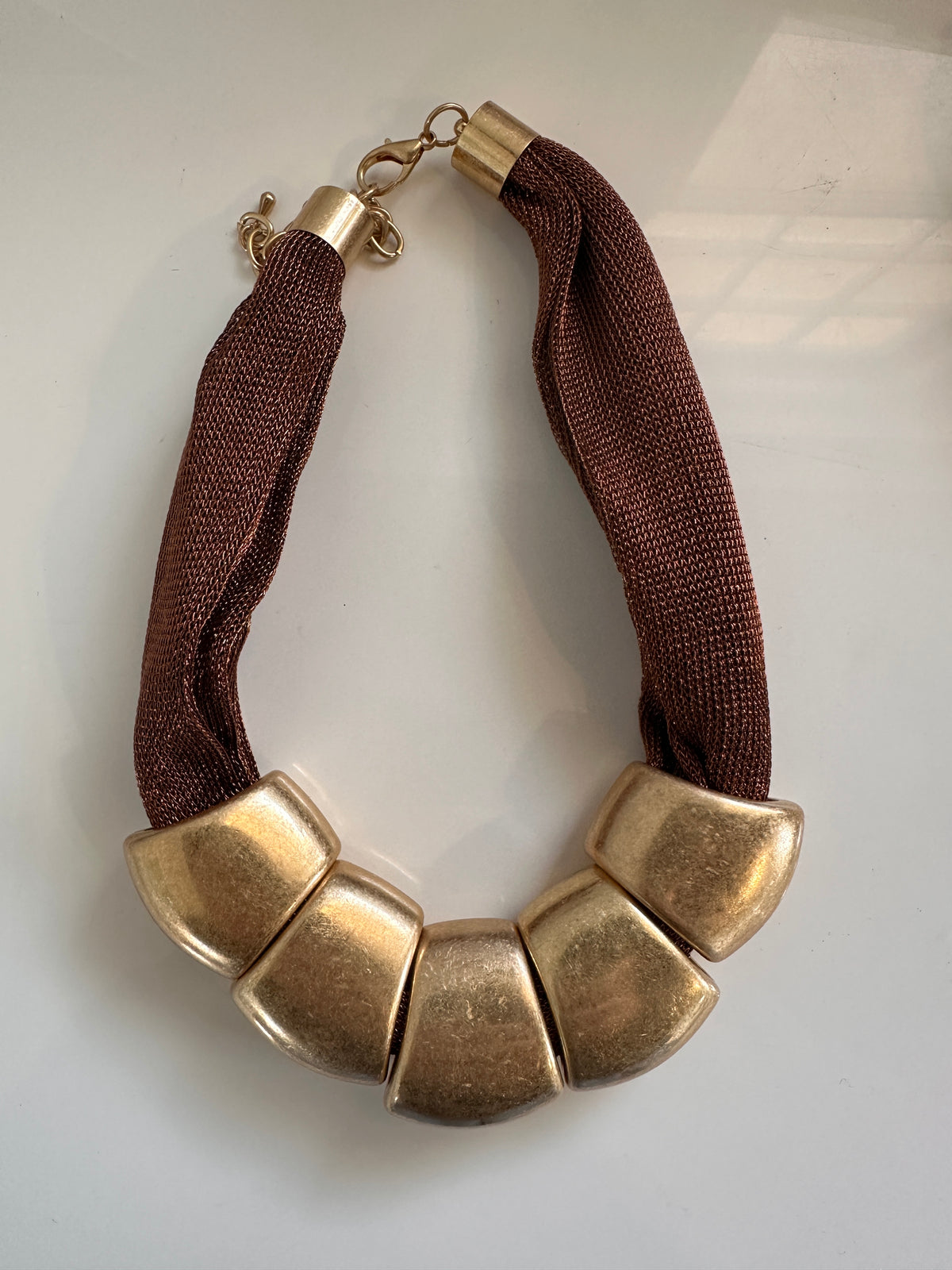 Brown and Gold Geometric Necklace