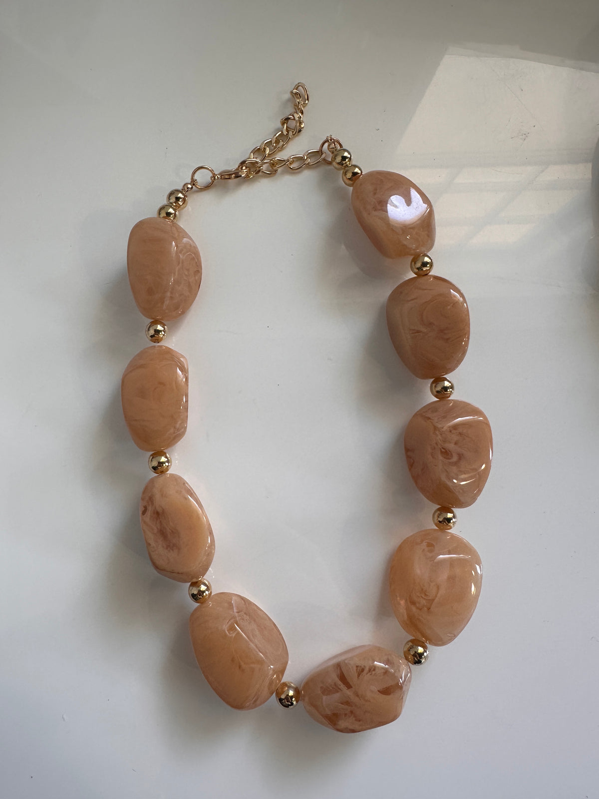 Peach Statement Bead Necklace