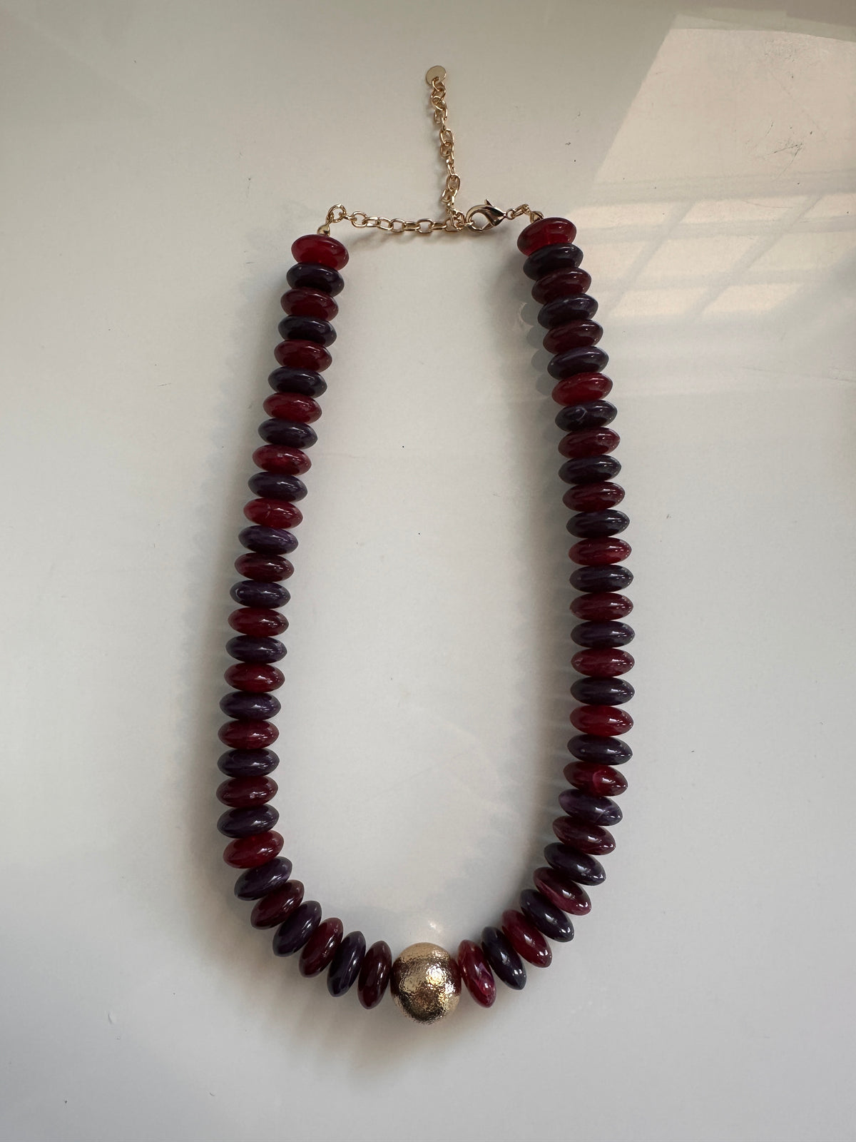 Burgundy & Navy Beaded Necklace