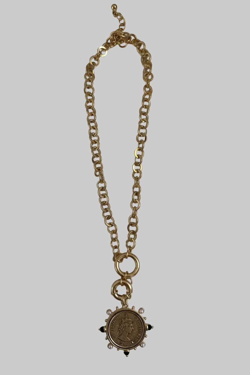 Vintage Coin and Pearl Necklace