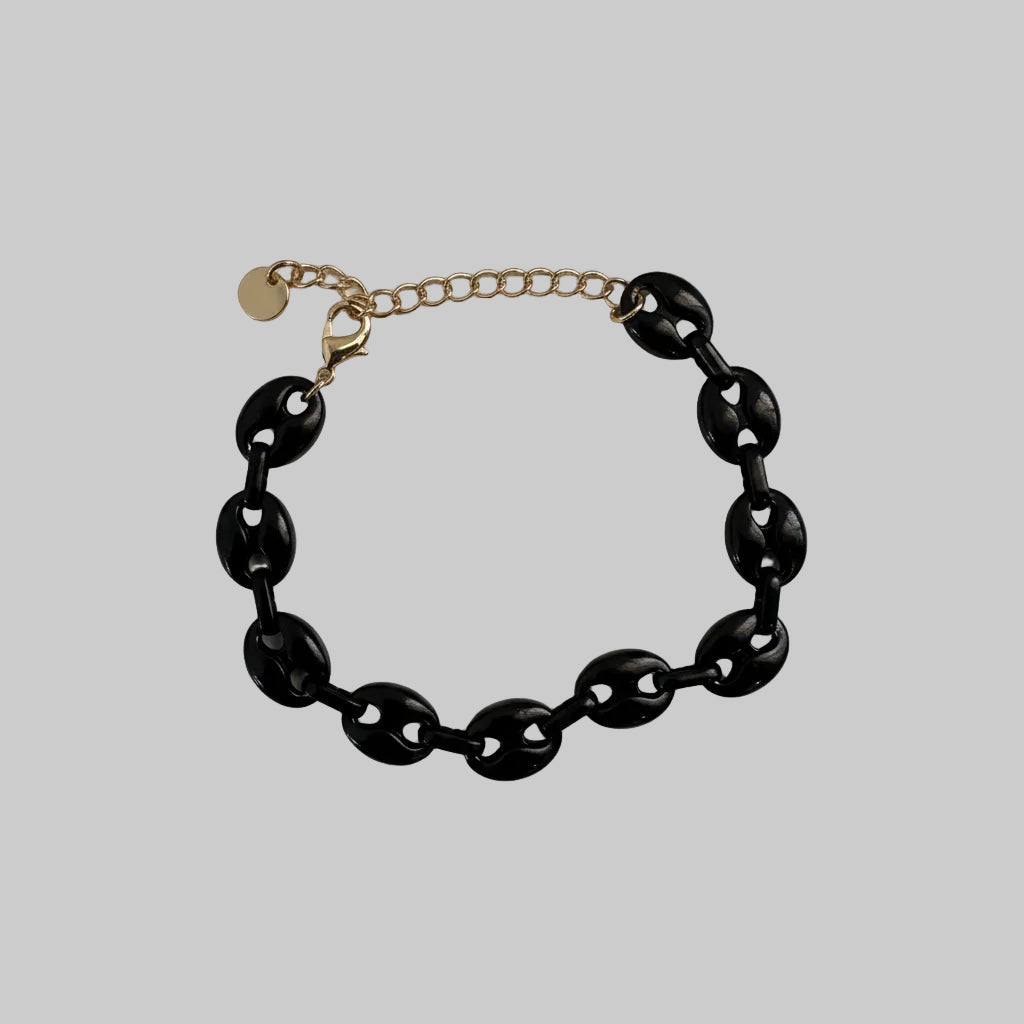 Glossy Black Link Bracelet