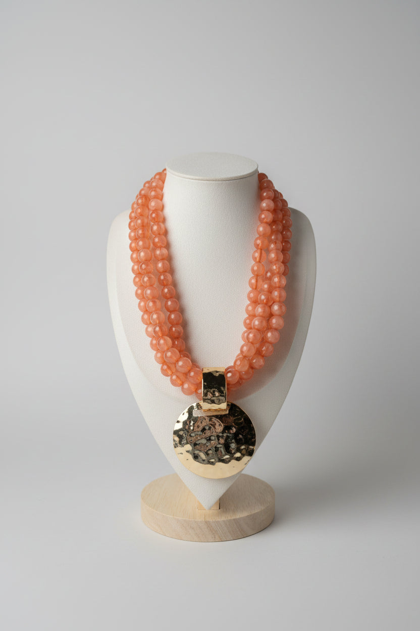 Orange Beaded Statement Necklace