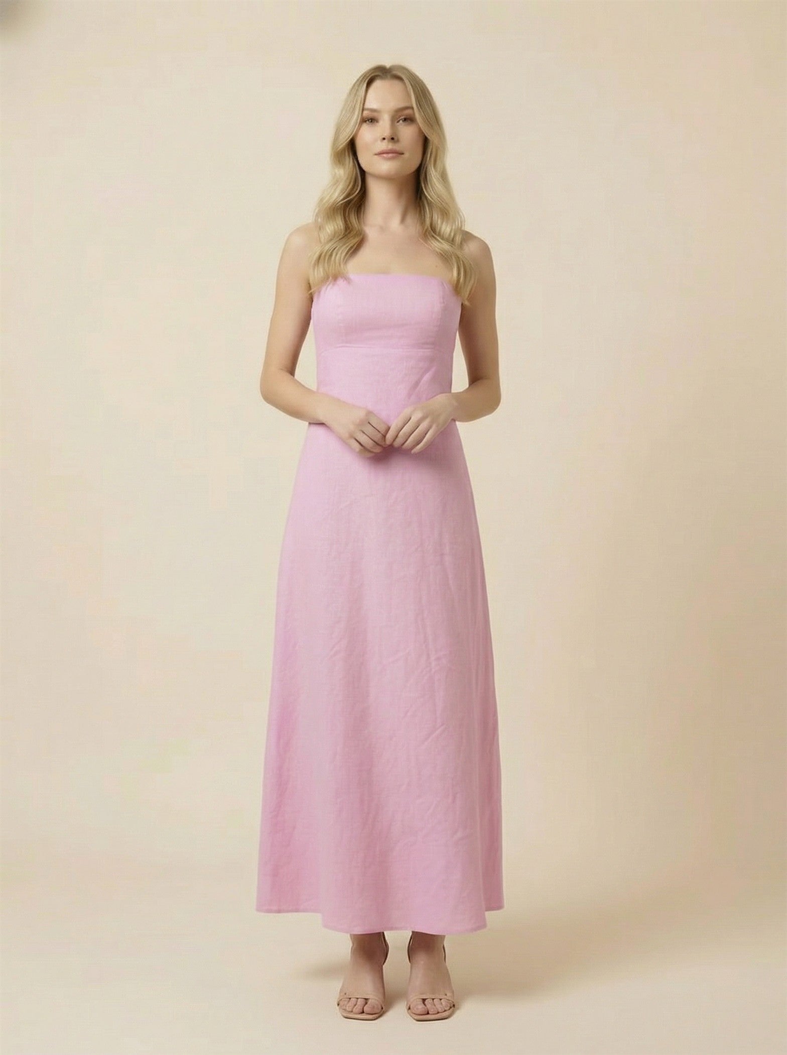 Blush Linen Blend Maxi Dress