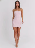 Blush Scalloped Strapless Mini Dress