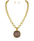Gray Pendant Necklace and Earrings
