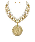 Vintage Gold Necklace Stack and Earrings