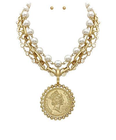 Vintage Gold Necklace Stack and Earrings