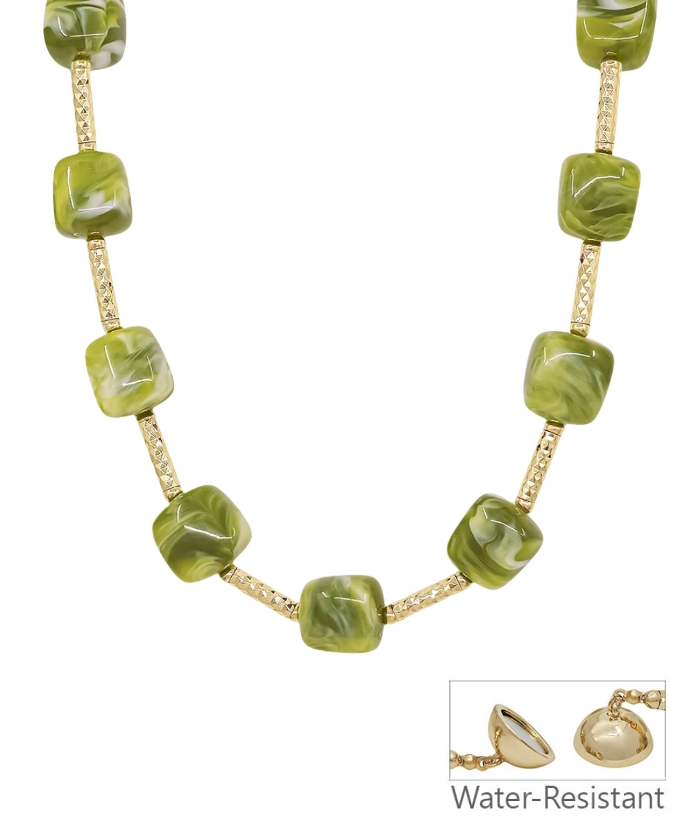 Glass Bead & Gold Necklace