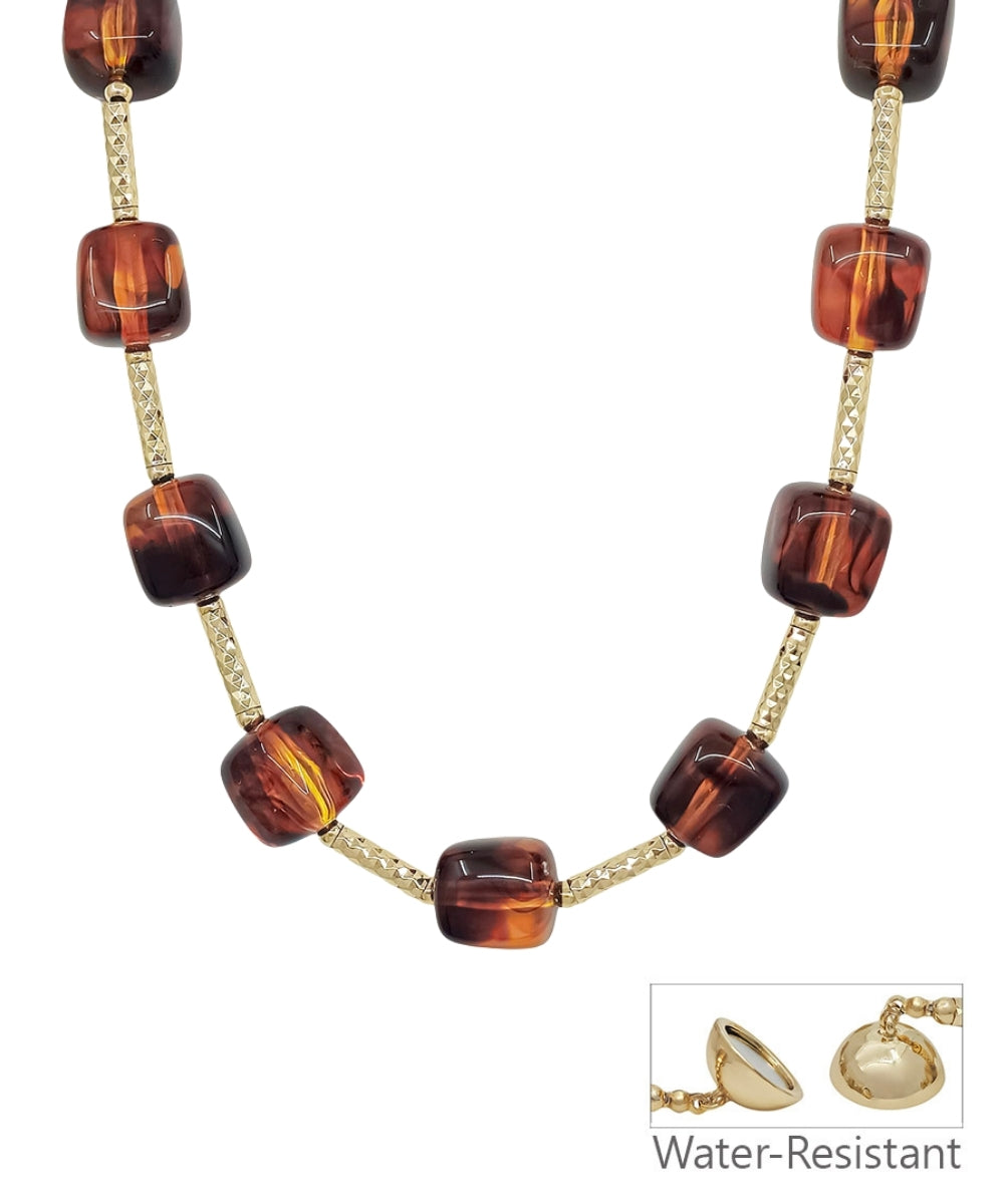 Glass Bead & Gold Necklace