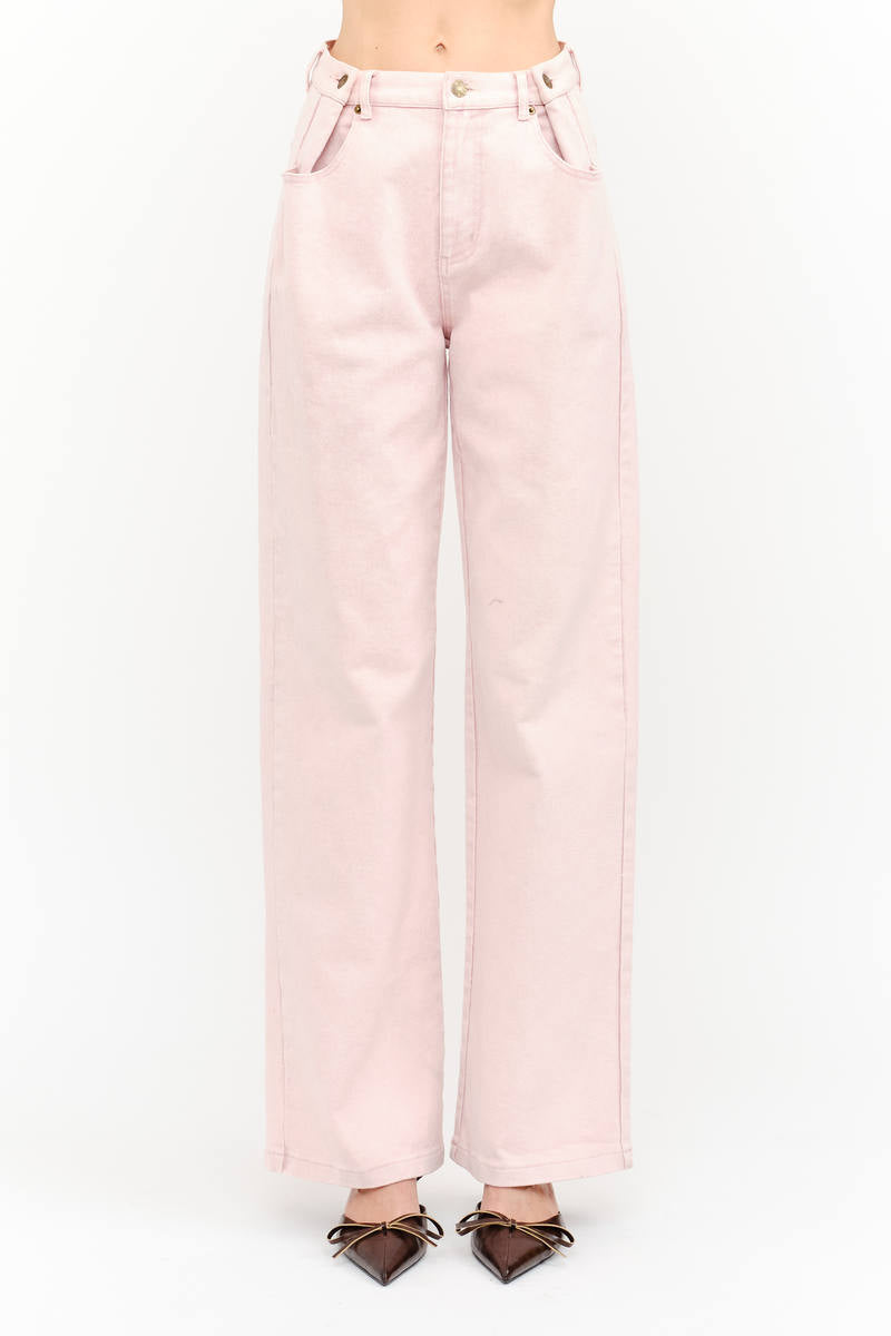 Dusty Rose Wide Leg Jeans