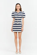 Navy Stripe Puff Sleeve Top