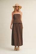 Espresso Cut Linen Blend Maxi Dress