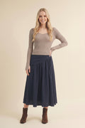 Midnight Drape Midi Skirt