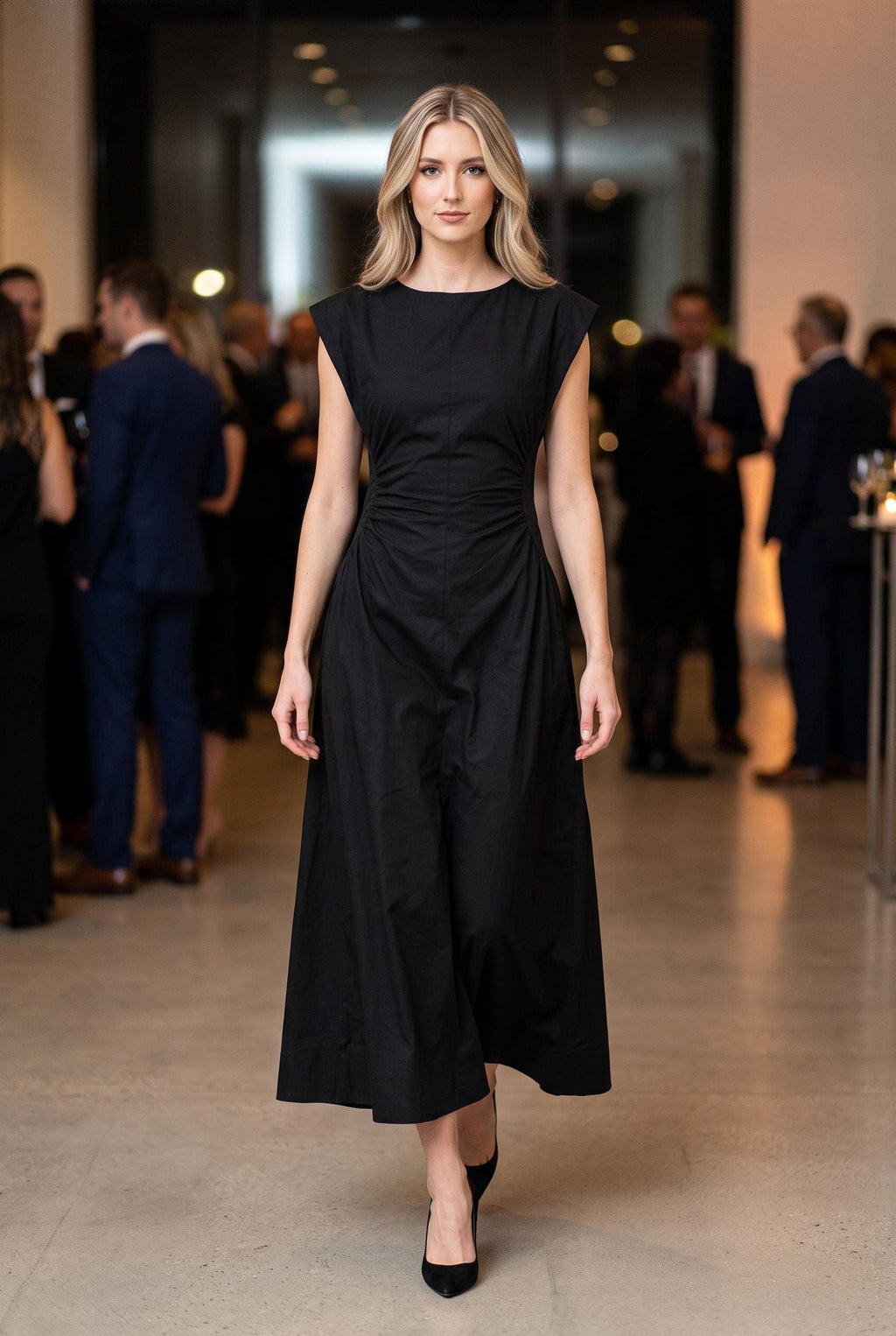 Ruched Waist Midi Dress