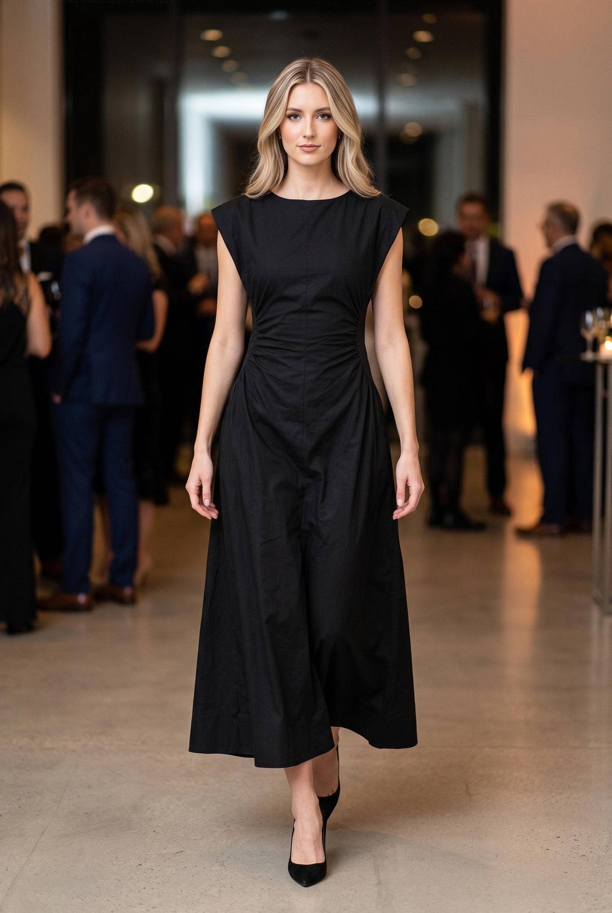 Ruched Waist Midi Dress