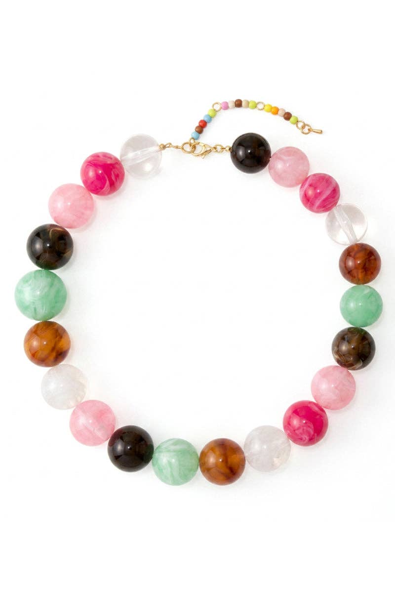 Multi-Tone Beaded Drop Pendant Necklace