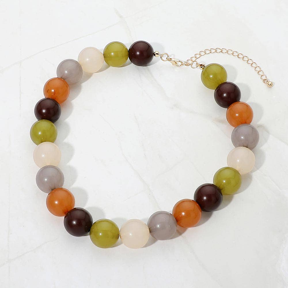 SECRET BOX_Bold Chunky Round Beaded Statement Necklace