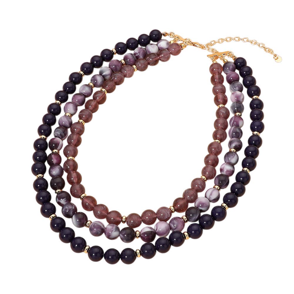 Triple Strand Beaded Statement Necklace