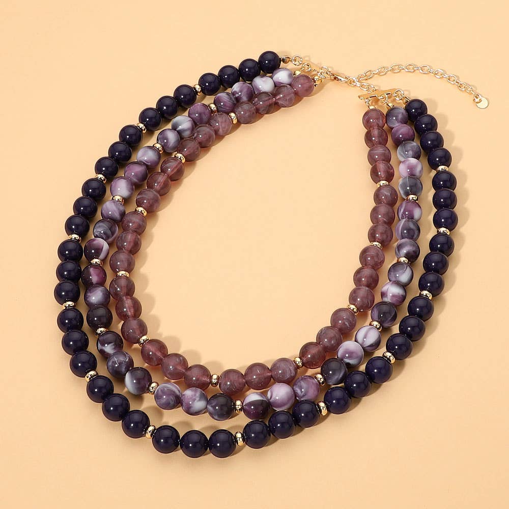 Triple Strand Beaded Statement Necklace