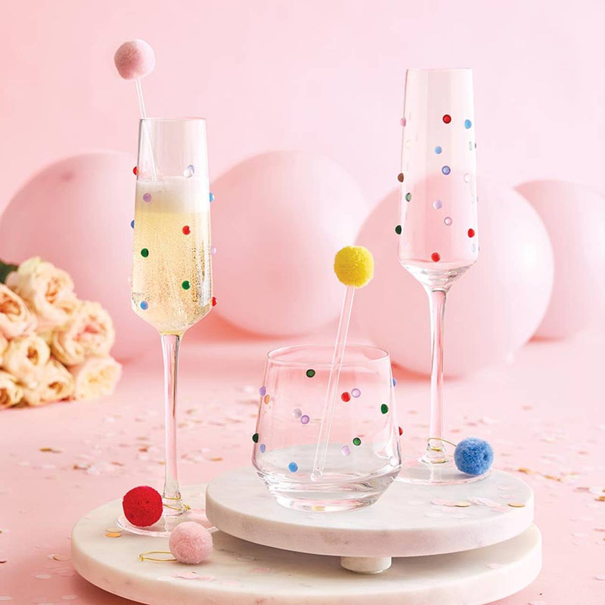 Beaded Wine Glass - Confetti