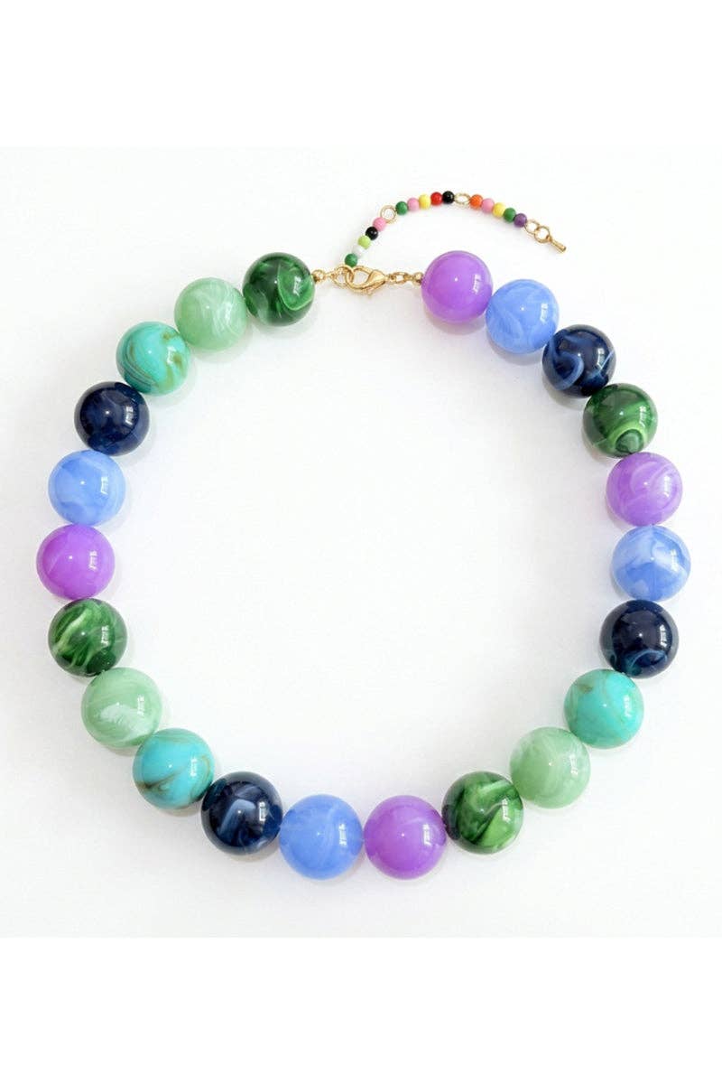 Multi-Tone Beaded Drop Pendant Necklace