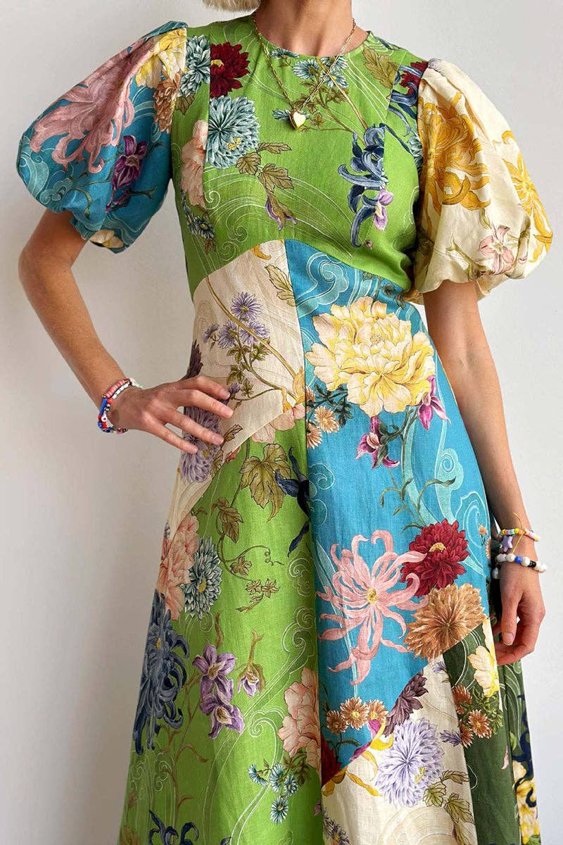 Floral Patchwork Midi Dress