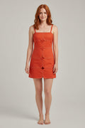Terracotta Stitch Detail Mini Dress