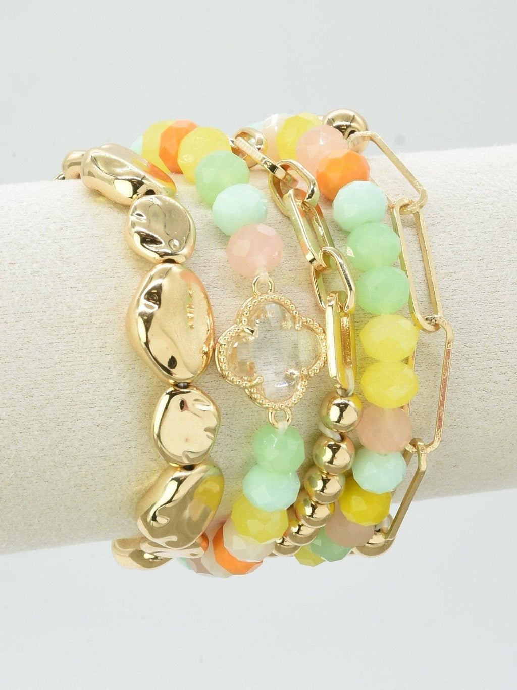 Beaded Clover Accent Jewelry Set Bracelet