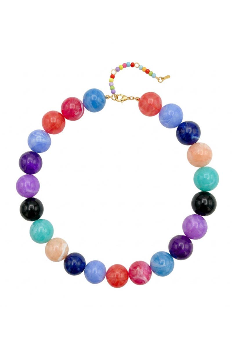 Multi-Tone Beaded Drop Pendant Necklace