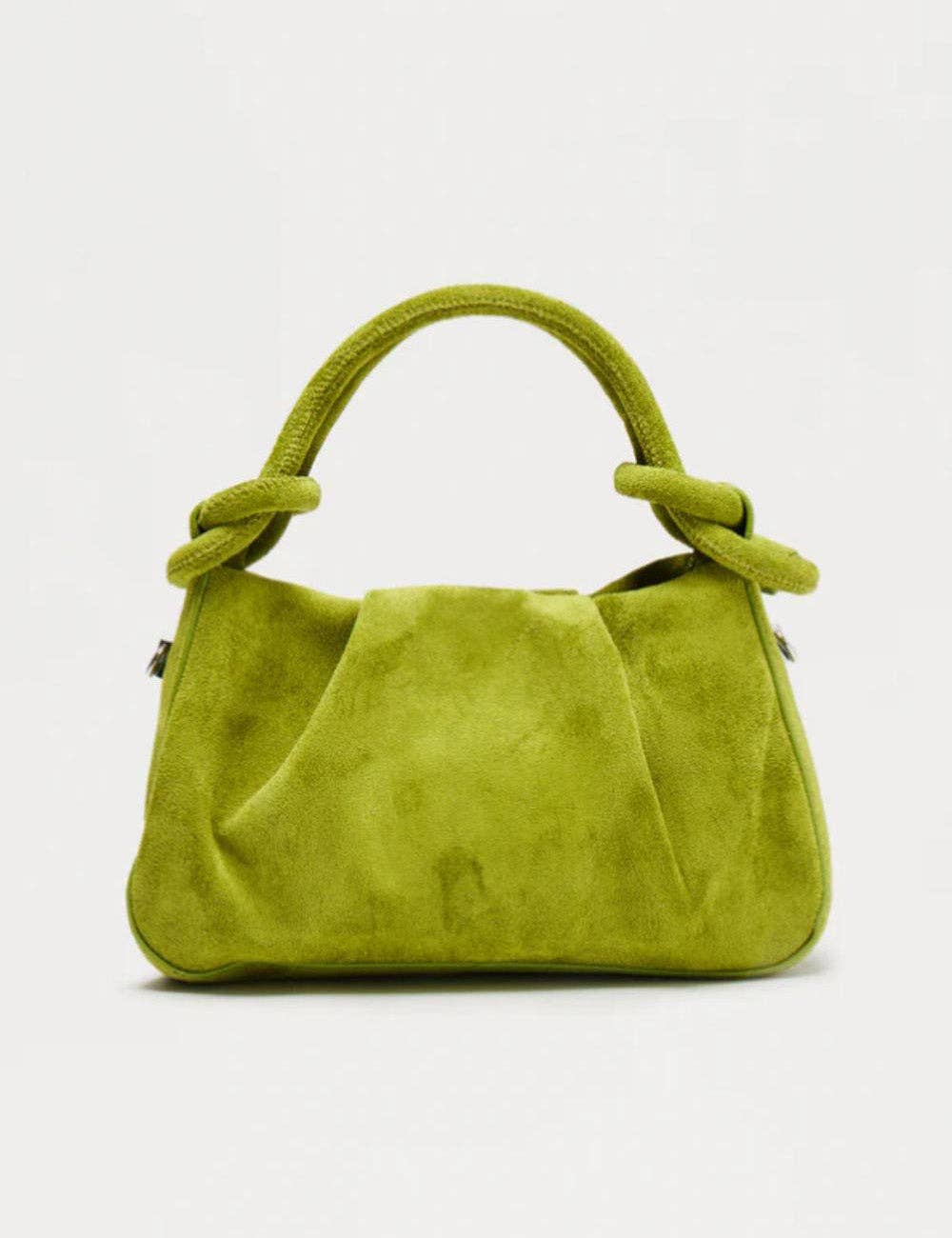 Faux Suede Knot Handle Handbag
