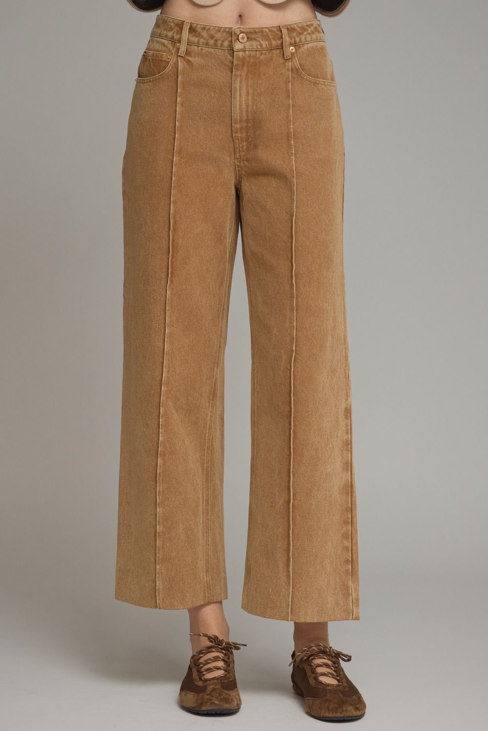High-Waisted Front-Seam Wide-Leg Jeans