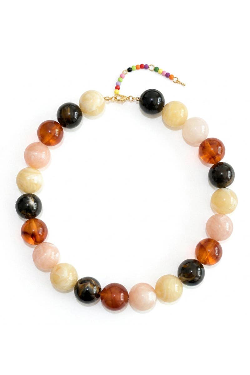 Multi-Tone Beaded Drop Pendant Necklace