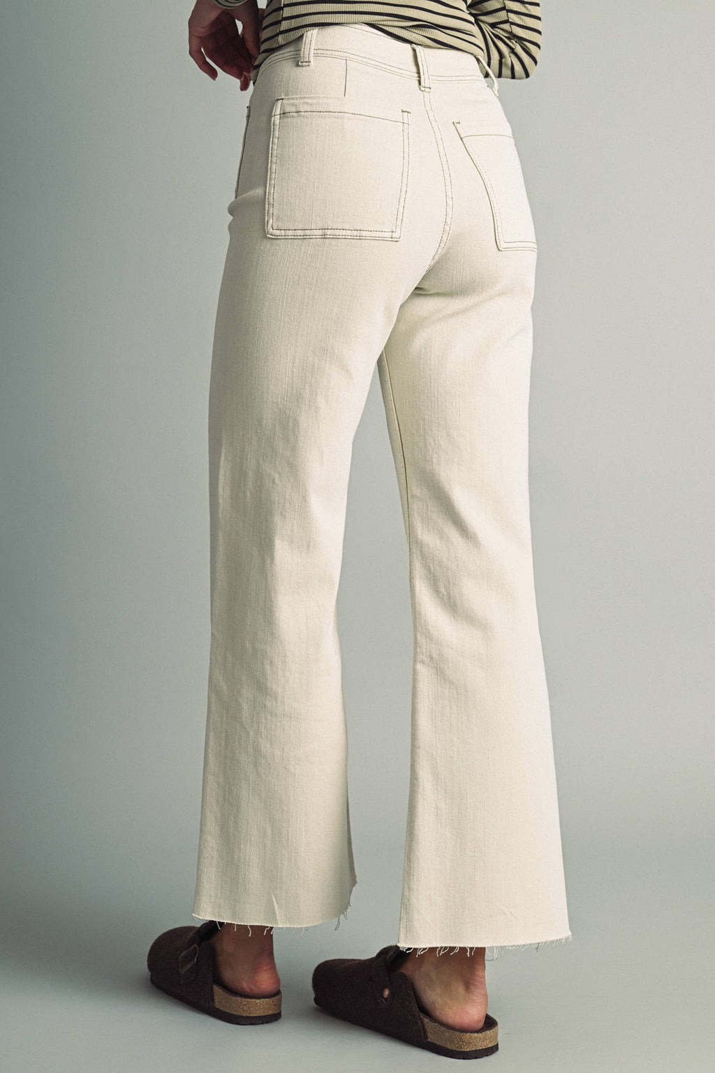 STRAIGHT WIDE LEG PANTS WITH FRONT POCKET