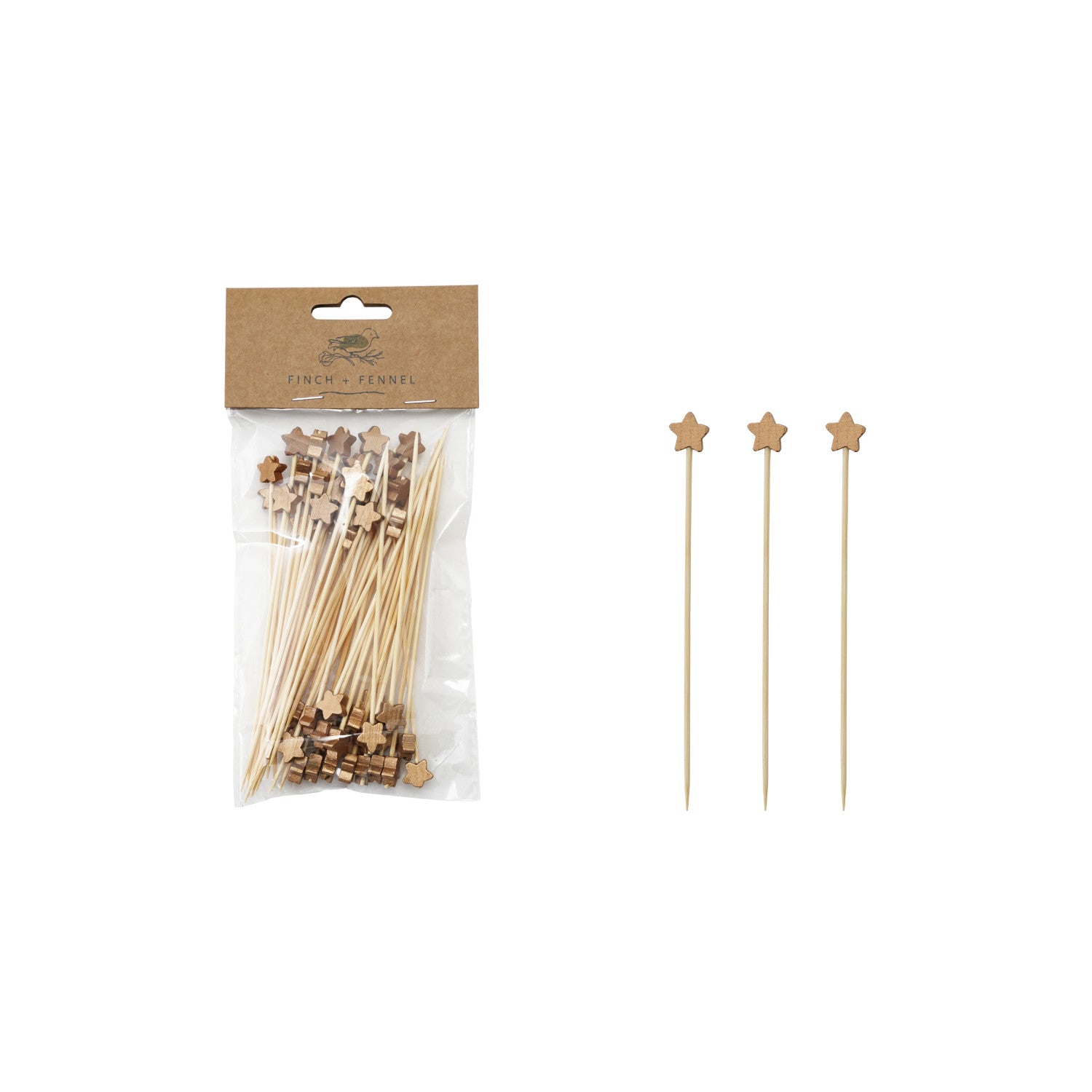 Wooden Star Cocktail Picks