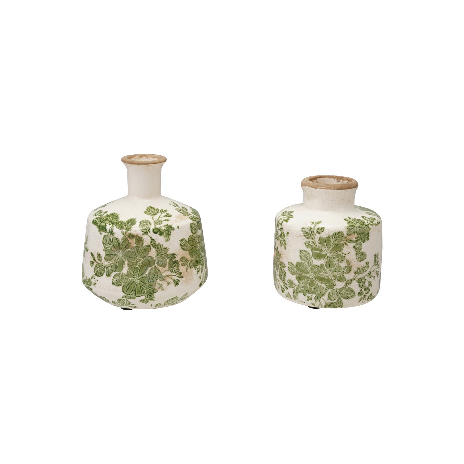 Vintage Green Floral Bud Vase