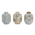 Distressed Blue & White Ceramic Bud Vase