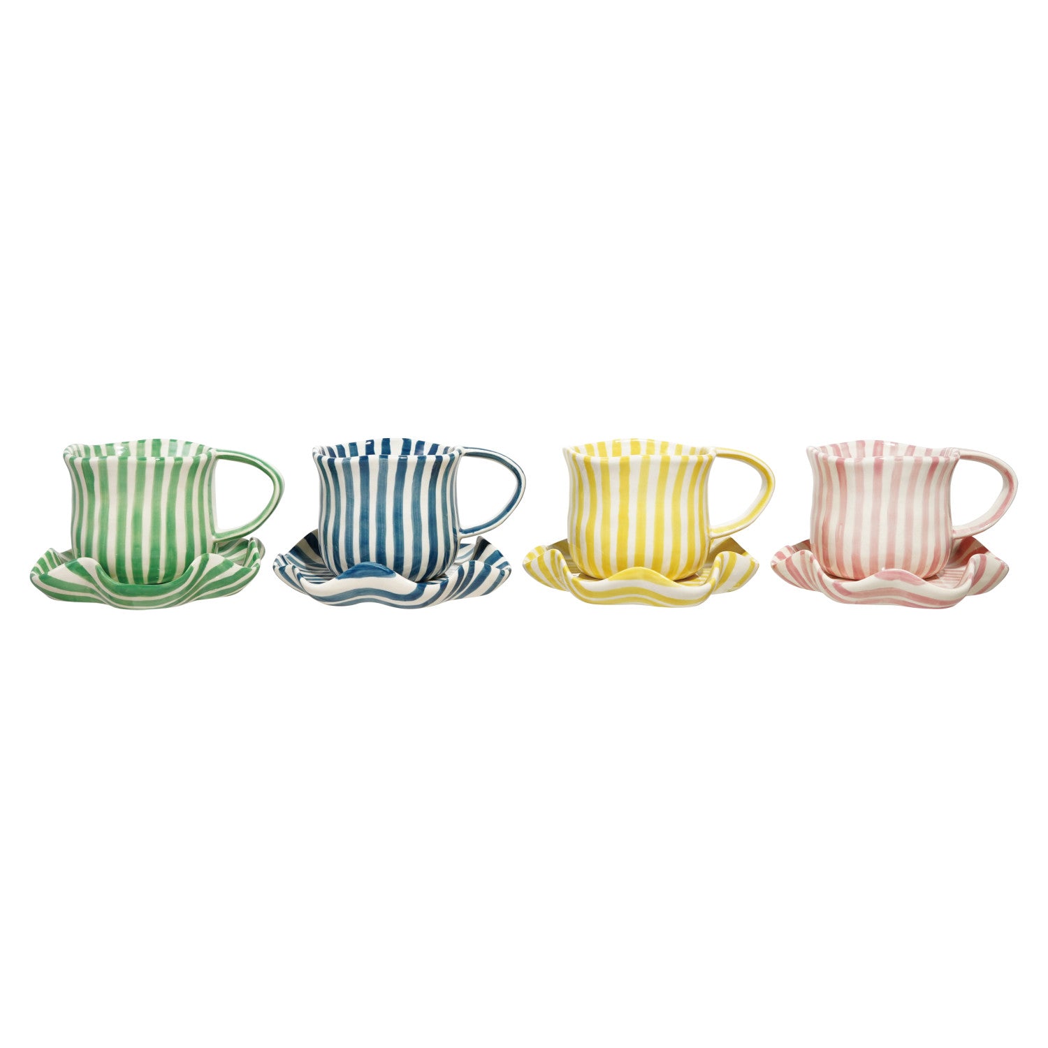 Striped Tea Cup & Saucer Set