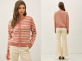 Rose Stripe Button-Up Cardigan