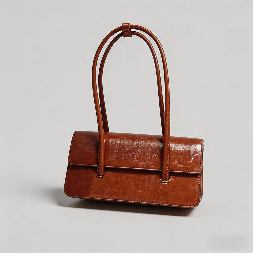 Sleek Structured Faux Shoulder Bag