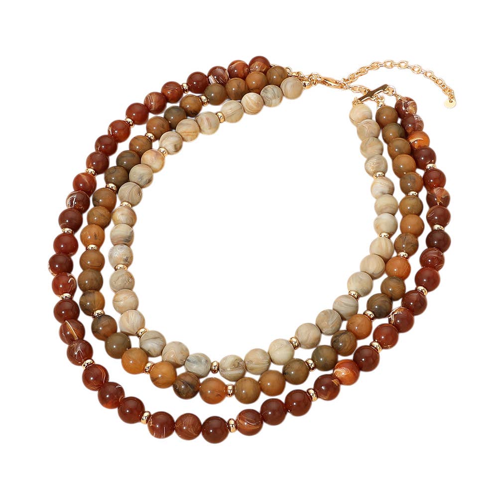 Triple Strand Beaded Statement Necklace